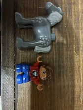 Lego Duplo Gray Horse Baby Foal Pony W/ Little Boy Toddler