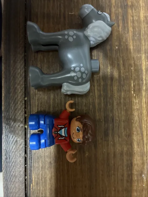 Lego Duplo Gray Horse Baby Foal Pony W/ Little Boy Toddler