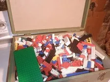 LEGO Bulk Mixed Lot Loose Bricks & Plates w/ Green Baseplate in Box 10-15lbs