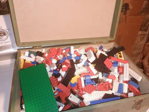 LEGO Bulk Mixed Lot Loose Bricks & Plates w/ Green Baseplate in Box 10-15lbs