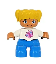 Lego Duplo Figure Little Girl Yellow Hair Butterfly Replacement Minifigure