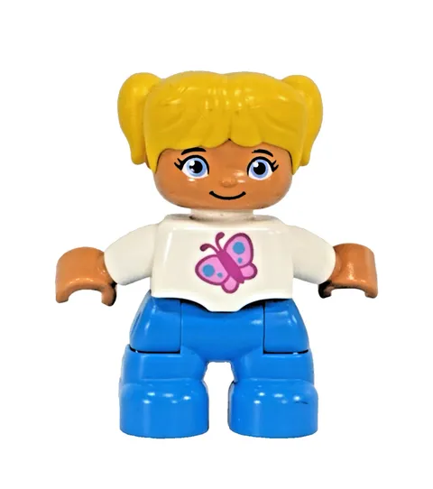 Lego Duplo Figure Little Girl Yellow Hair Butterfly Replacement Minifigure
