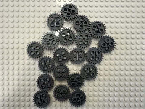 (20)LEGO Technic Gear 24 Tooth 1 Axel Hole Lot-DARK GRAY-#3648/24505