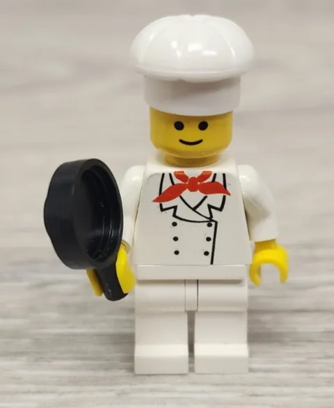 Lego chef001 Cook Chef White Legs Standard Grin Smile Yellow Head Minifigure