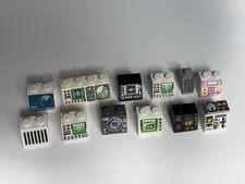 LEGO Lot of 12 Sloped Bricks printed pattern Control Panel Space Computer (#4)