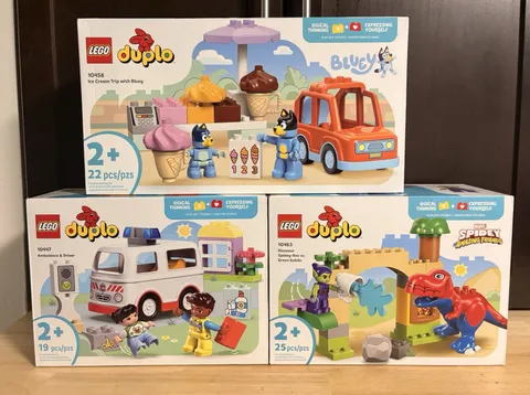 Lot Of 3 Lego Duplo Sets Brand Spidey, Bluey, Ambulance Logical Learning