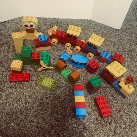 Vintage LEGO Duplo Train Lot Misc blocks Figures propeller plane face 46 pcs