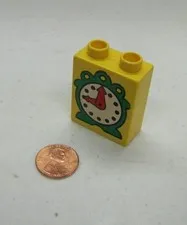 Lego Duplo YELLOW FANCY MANTEL CLOCK SIGN PIECE Specialty Printed Block