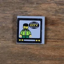 LEGO City Tile 2 x 2 TV Screen with Man and 'CITY' Sticker 3068pb0187