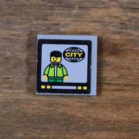 LEGO City Tile 2 x 2 TV Screen with Man and 'CITY' Sticker 3068pb0187