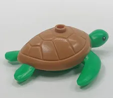 Lego Bright Green Sea Turtle  w/ Black Eyes and Medium Nougat Shell