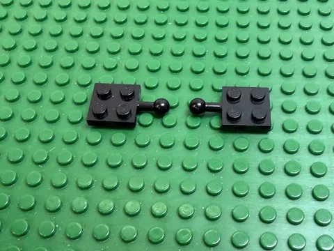 2x LEGO Black Modified Plate 2 x 2 with Tow Ball 6392 6593 1682 7140 4709 #3729