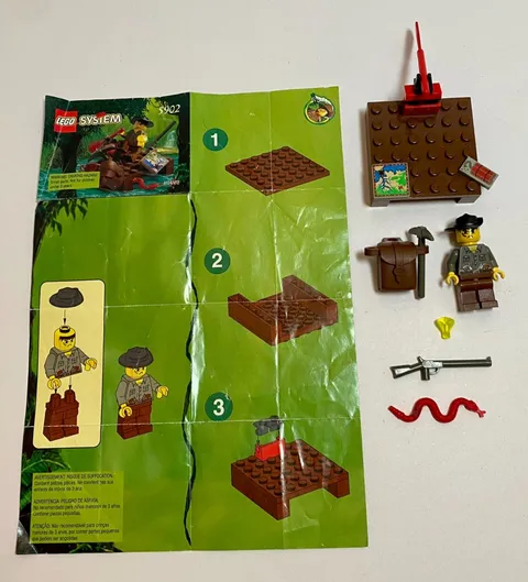 LEGO 5902 Adventurer Jungle Raft Complete Set w/ Minifig & Instructions - No Bag