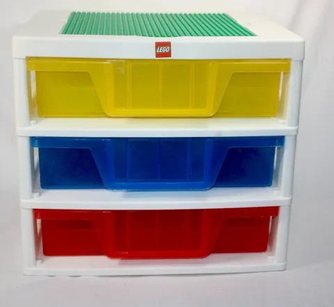 Lego Iris 3 Drawer Storage Container w trays Made in USA Blue Red Yellow Retired