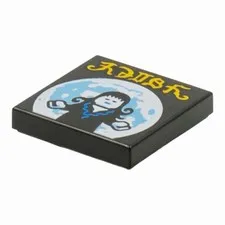 LEGO Black Tile 2 x 2 with BeatBit Album Cover - Goth Girl and Full Moon