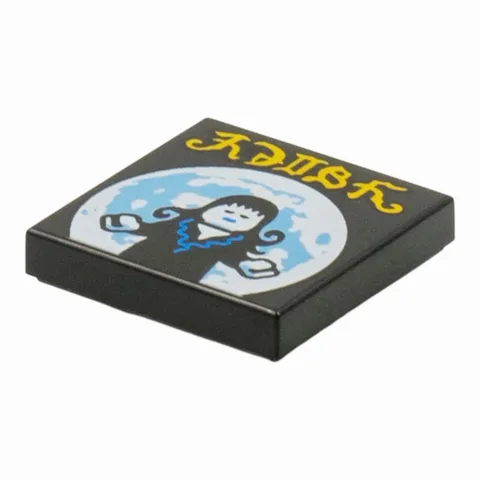 LEGO Black Tile 2 x 2 with BeatBit Album Cover - Goth Girl and Full Moon