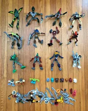 Vtg LEGO Bionicle Lot 12 Figures Masks Weapons Bulk Parts Toa Matoran Collection
