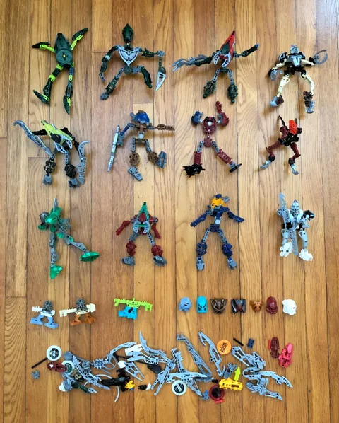 Vtg LEGO Bionicle Lot 12 Figures Masks Weapons Bulk Parts Toa Matoran Collection