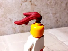 New LEGO Mohawk Ponytail Textured Hair Wig Pin Fit Head Troll Ghoul Skeleton Red