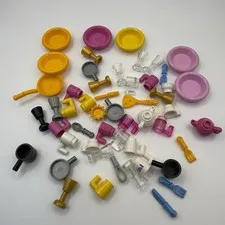 LEGO 50 Piece Kitchen Accessories Lot - Plates, Cups, Pans, Silverwear 001