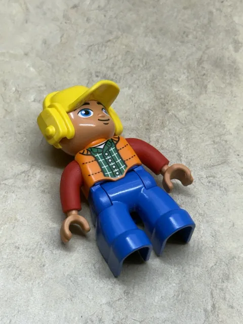 LEGO DUPLO MAN CONSTRUCTION WORKER YELLOW HEADSET & HARD HAT action figure