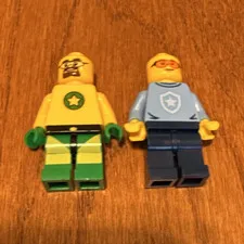 LEGO Minifigures Lot of 2, Yellow Star Shirt & Blue Shield Shirt
