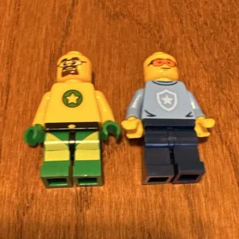 LEGO Minifigures Lot of 2, Yellow Star Shirt & Blue Shield Shirt