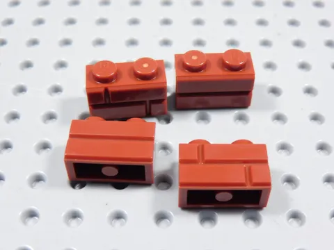 LEGO Lot of 4 Dark Red 1x2 Modified Masonry Profile Bricks BD