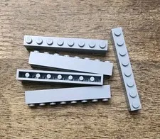 LEGO Light Bluish Gray 1 X 8 Brick, QTY 5. Part No. 3008.