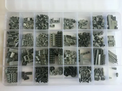 LEGO LOT  1+ lb small & TECHNIC pieces - all GRAYs - IN STORAGE CASE