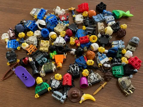 LEGO Minifigure Parts Lot – Mixed Heads, Torsos, Legs, Hair & Accessories