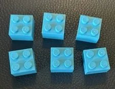 Lego Lot 6 Medium Azure 3003 Bricks Stud Pieces 2x2 Brick Replacement Set