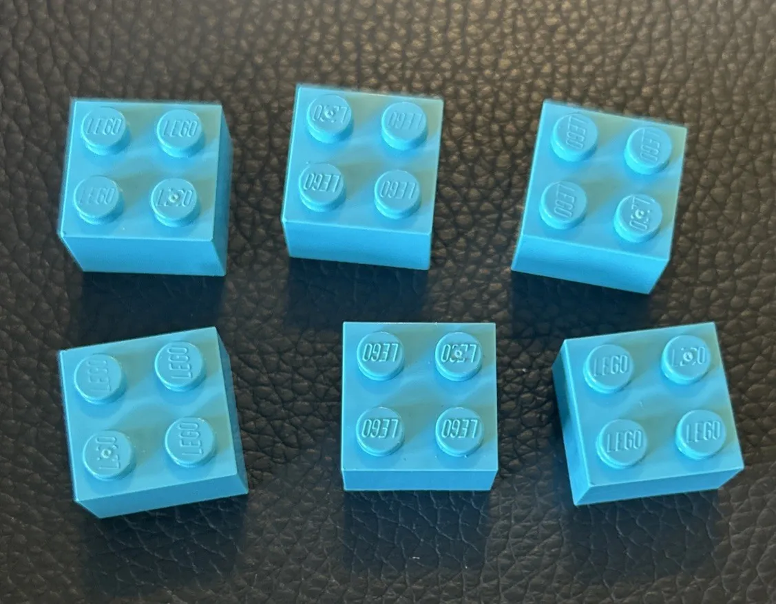 Lego Lot 6 Medium Azure 3003 Bricks Stud Pieces 2x2 Brick Replacement Set