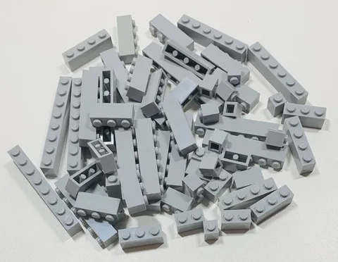 Lego Gray BRICKS BLOCKS ONLY 60pc Bulk Lot 1x8 1x6 1x4 1x3 1x2 1x1 Building