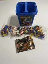 Vintage LEGO System 1867 400 Piece Building Set Blue Storage Bin Complete