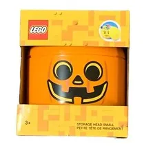 SMALL Head LEGO Halloween Pumpkin Jack-O-Lantern Orange Black Storage Container