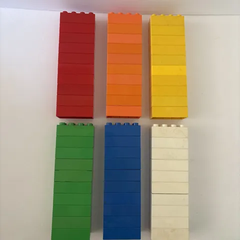 Large Lot 60 Lego Duplo 2 x 4 Bricks Blocks Red Orange Yellow Green Blue White
