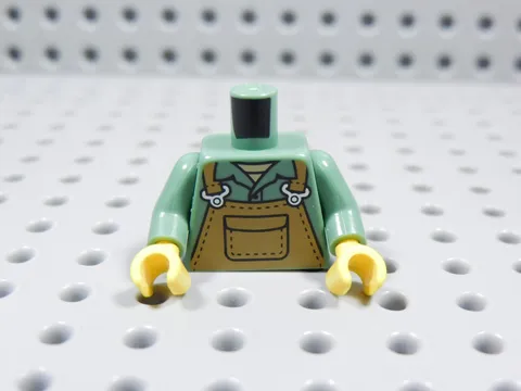 LEGO Sand Green Printed Torso w/ Overalls Minifig BT