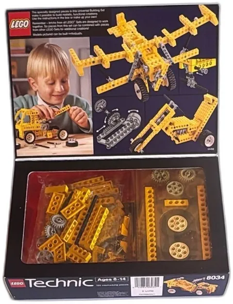 LEGO Technic Universal Set 8034 Sealed 188 Pieces Vintage 1989 Yellow Box