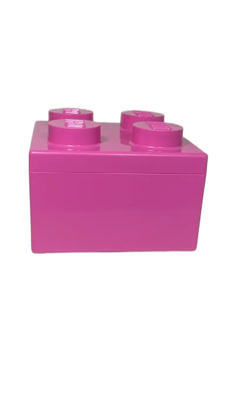 LEGO Pink 4 Knob Square Storage Brick Container Box 5" x 5" x 3"