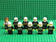 Large Lot of town city fireman firemen LEGO minifigs firefighter fire fighter JK