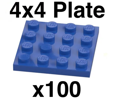 Genuine LEGO Blue 4x4 Plate x100 New