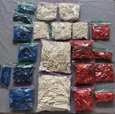 LEGO Bulk Lot 12.5 lbs Red White Blue Sorted Plates Bricks Technic SNOT Slopes