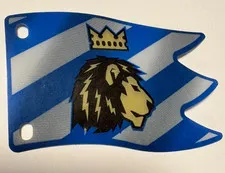 1x Lego Plastic Flag B-Ware Used Blue White Lion Crown bb0158a