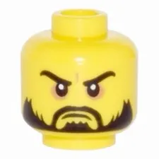 LEGO Minifigure, Head Beard Black, Moustache, Arched Eyebrows