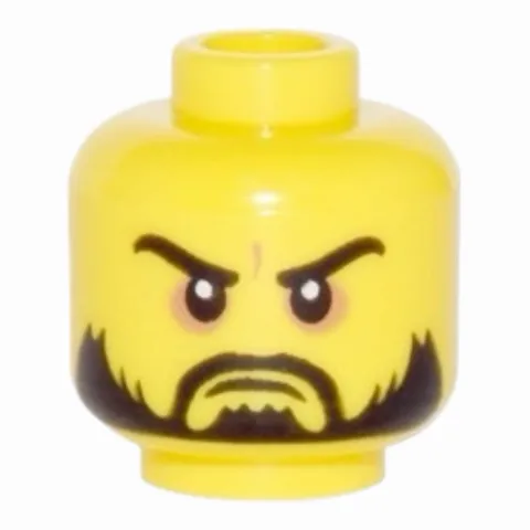 LEGO Minifigure, Head Beard Black, Moustache, Arched Eyebrows