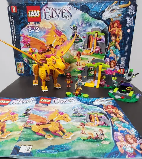 LEGO Elves Friends 41175 Fire Dragons Lava Cave Complete Set Box Manuals