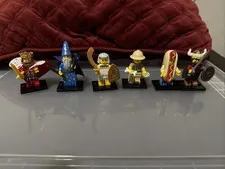 LEGO LOT OF 6 Minifigures Wizard Hot Dog Viking King Paleontologist Egyptian