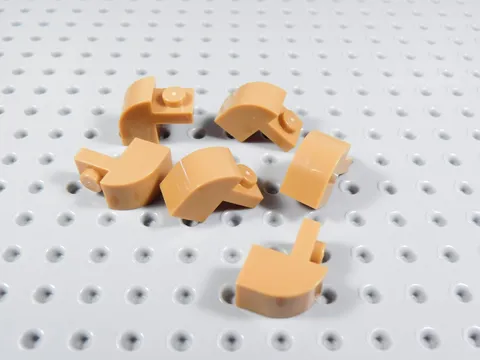 LEGO Lot of 6 Medium Nougat 1x2x1-1/3 Curved Top Bricks BA