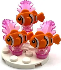 Lego New School of 3 Clownfish with Sea Anemone Ocean Life Animals